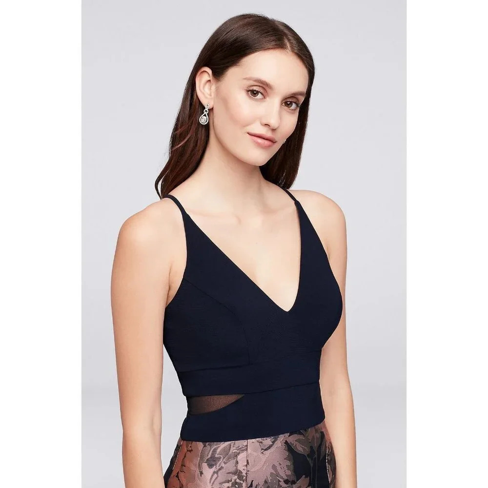 NWT Xscape Navy Floral Brocade Mermaid Gown $249 - Picture 4 of 16